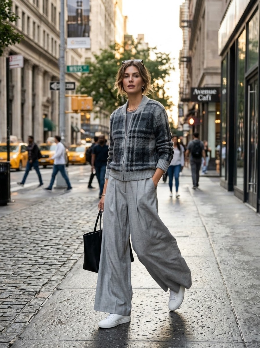 Free People Gray Plaid Zip-Front CardiganSize M